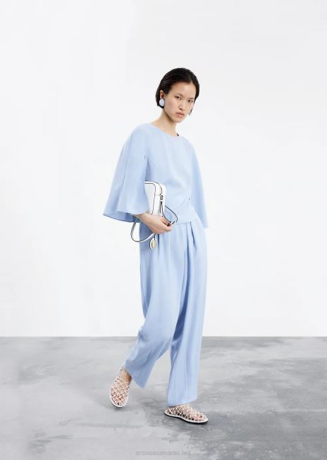 femei R802G301 pantaloni tehnic-cady cu banda elastica in talie Armani azur