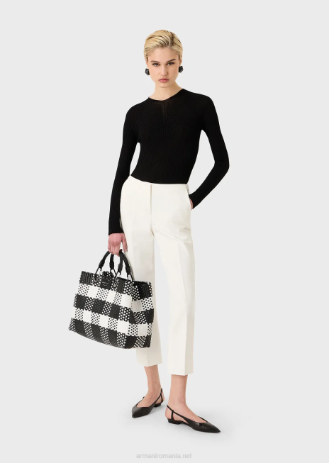 femei R802G314 pantaloni 7/8 din gabardină stretch Armani negru