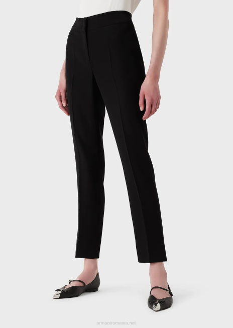 femei R802G315 pantaloni 7/8 evazați în cady tehnic Armani negru