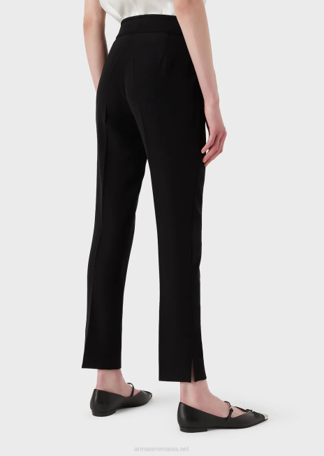 femei R802G315 pantaloni 7/8 evazați în cady tehnic Armani negru