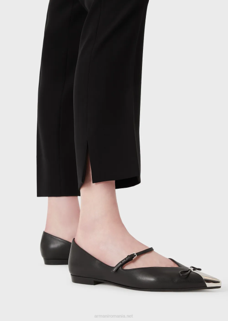 femei R802G315 pantaloni 7/8 evazați în cady tehnic Armani negru