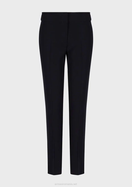 femei R802G316 pantaloni 7/8 evazați în cady tehnic Armani albastru marin