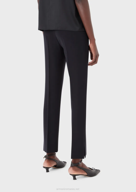 femei R802G316 pantaloni 7/8 evazați în cady tehnic Armani albastru marin