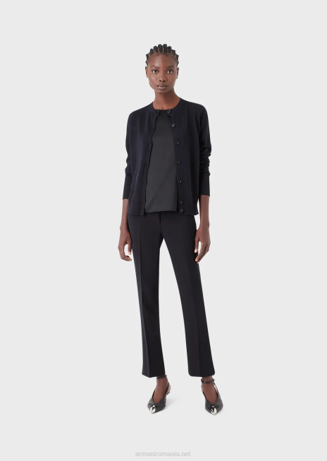 femei R802G316 pantaloni 7/8 evazați în cady tehnic Armani albastru marin