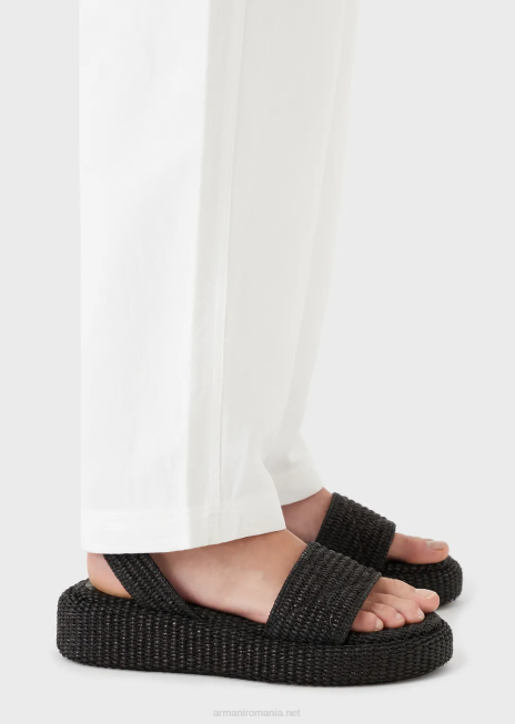 femei R802G317 pantaloni 7/8 cu talie înaltă într-un amestec de in cu efect shantung Armani alb