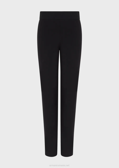 femei R802G320 pantaloni slim-fit din tricot milano cu bandă din satin Armani negru
