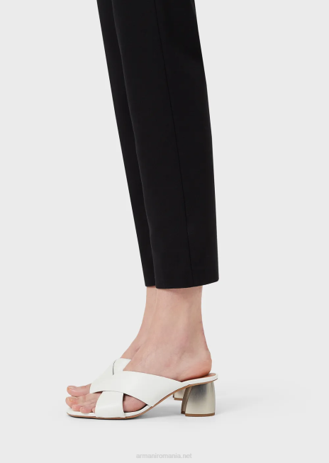 femei R802G320 pantaloni slim-fit din tricot milano cu bandă din satin Armani negru