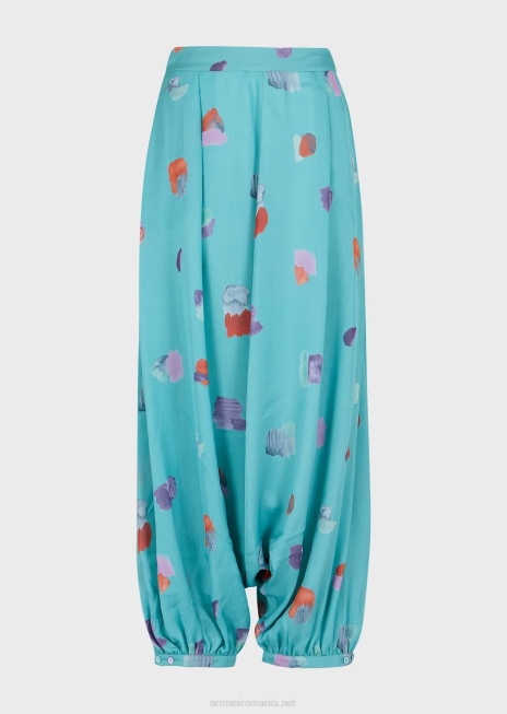 femei R802G325 salopete din sifon de matase cu imprimeu pictural Armani