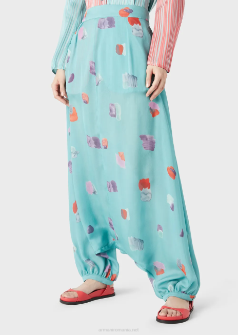 femei R802G325 salopete din sifon de matase cu imprimeu pictural Armani