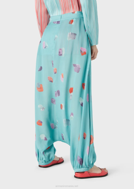 femei R802G325 salopete din sifon de matase cu imprimeu pictural Armani