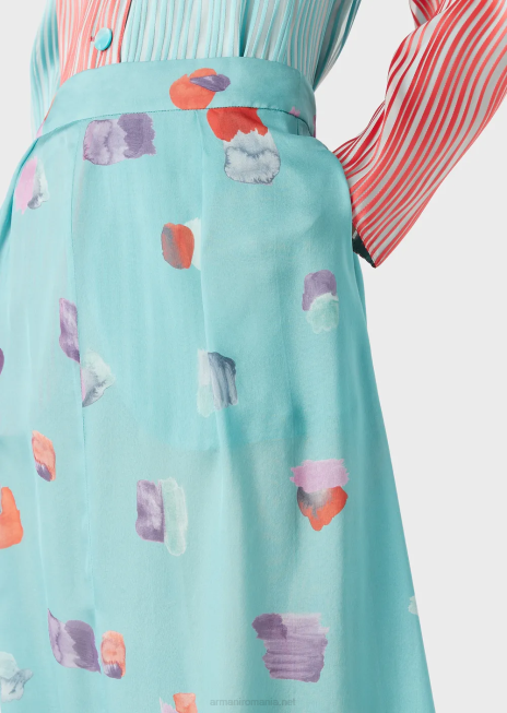 femei R802G325 salopete din sifon de matase cu imprimeu pictural Armani