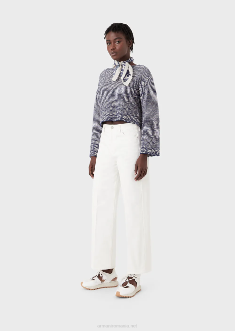 femei R802G397 colecție sustenabilă j33 blugi drepte din taur organic Armani alb ca laptele