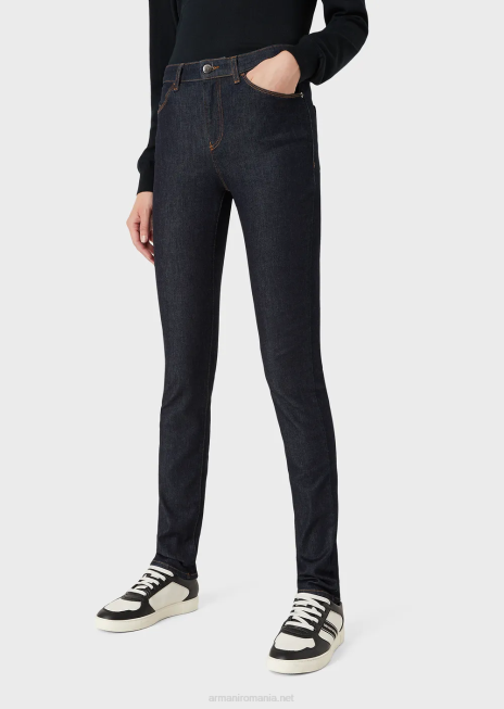 femei R802G399 Blugi skinny j18 cu talie înaltă, din denim confort mercerizat Armani albastru marin