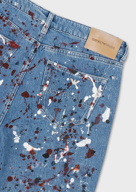 femei R802G402 Blugi j15 din denim cu talie medie, decupați, relaxați, cu aspect vintage, cu pete multicolore Armani multicolor