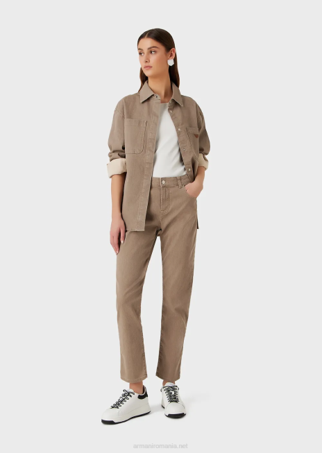 femei R802G403 Blugi j36 cu talie medie, drepte, din denim organic vopsit natural Armani bej