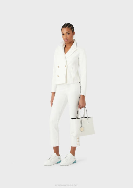 femei R802G416 j1a blugi din țesătură de taur cu talie medie, picior drept, cu țevi Armani alb