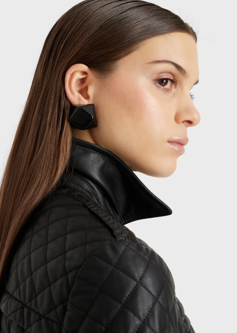 femei R802G230 jachetă matlasată din piele de miel nappa Armani negru