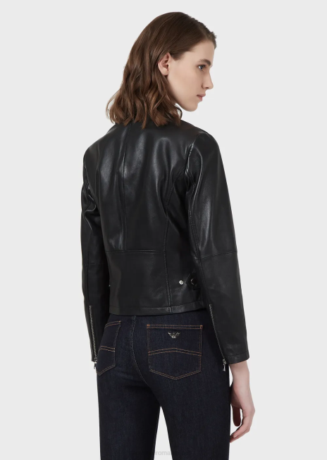 femei R802G233 geacă biker din piele de miel nappa Armani negru