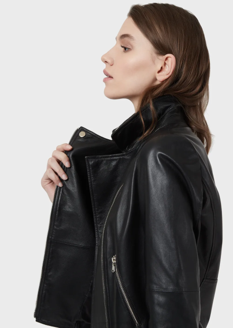 femei R802G233 geacă biker din piele de miel nappa Armani negru