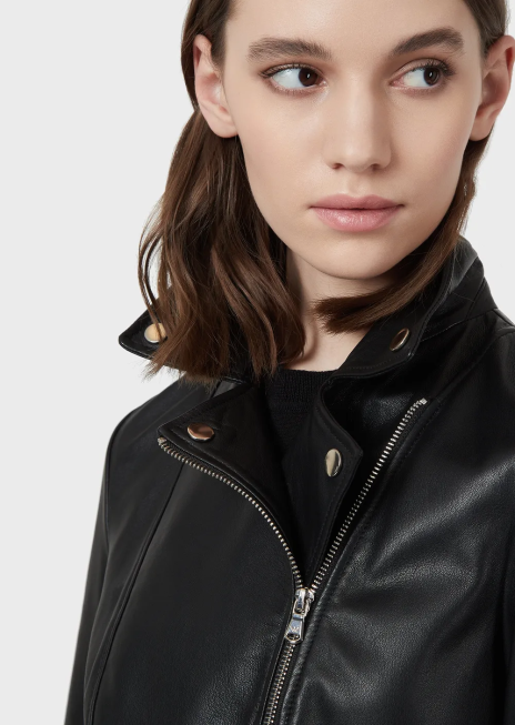 femei R802G233 geacă biker din piele de miel nappa Armani negru