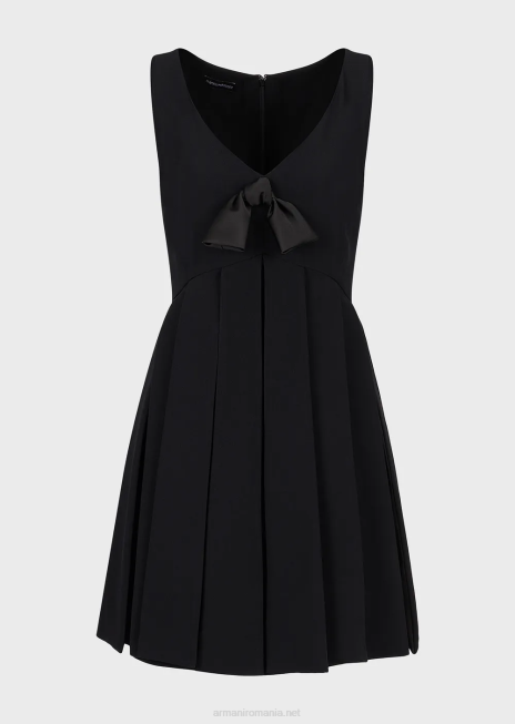 femei R802G104 rochie evazată cu fundă din satin envers și franjuri Armani