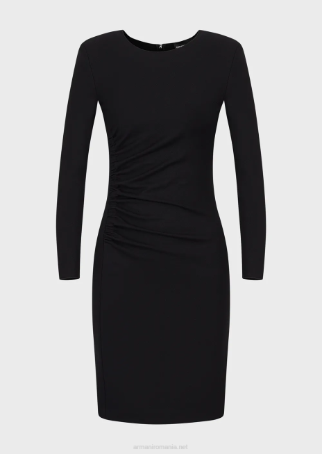 femei R802G105 rochie teaca cu cusaturi milano cu drapaj Armani negru