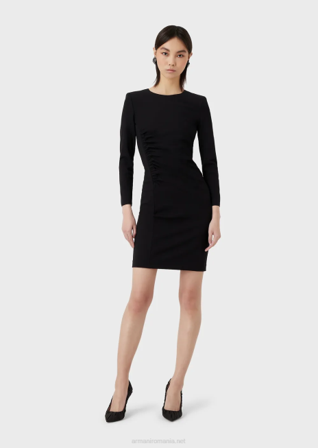 femei R802G105 rochie teaca cu cusaturi milano cu drapaj Armani negru