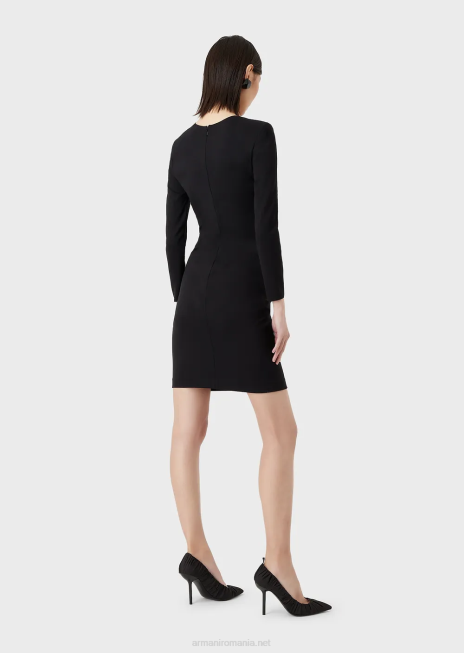 femei R802G105 rochie teaca cu cusaturi milano cu drapaj Armani negru