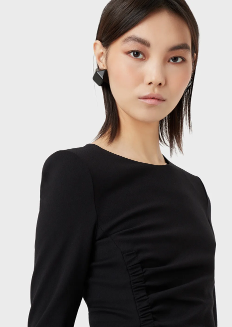 femei R802G105 rochie teaca cu cusaturi milano cu drapaj Armani negru