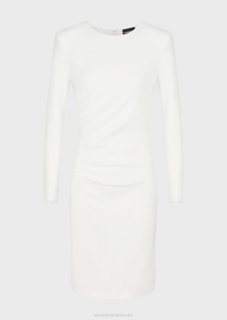 femei R802G106 rochie teaca cu cusaturi milano cu drapaj Armani alb