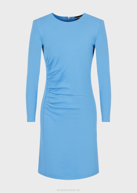 femei R802G107 rochie teaca cu cusaturi milano cu drapaj Armani azur