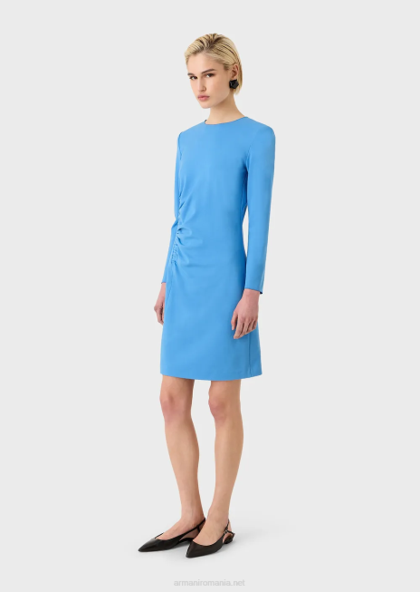 femei R802G107 rochie teaca cu cusaturi milano cu drapaj Armani azur