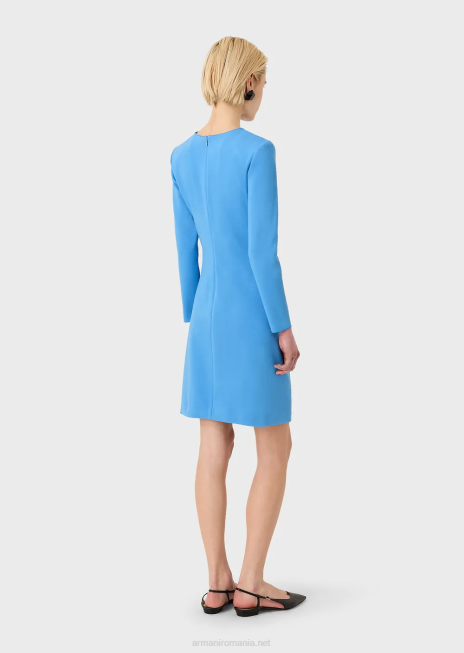 femei R802G107 rochie teaca cu cusaturi milano cu drapaj Armani azur