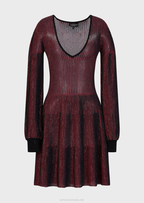 femei R802G108 rochie cu decolteu în V cu model plisat peste tot Armani model