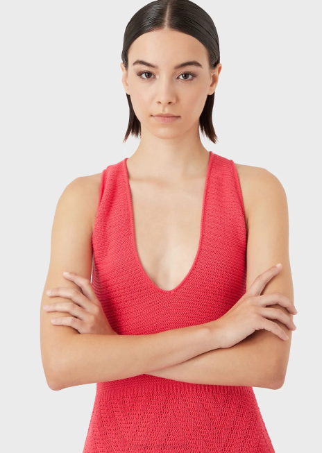 femei R802G112 rochie lungă din tricot cu chevron Armani roz