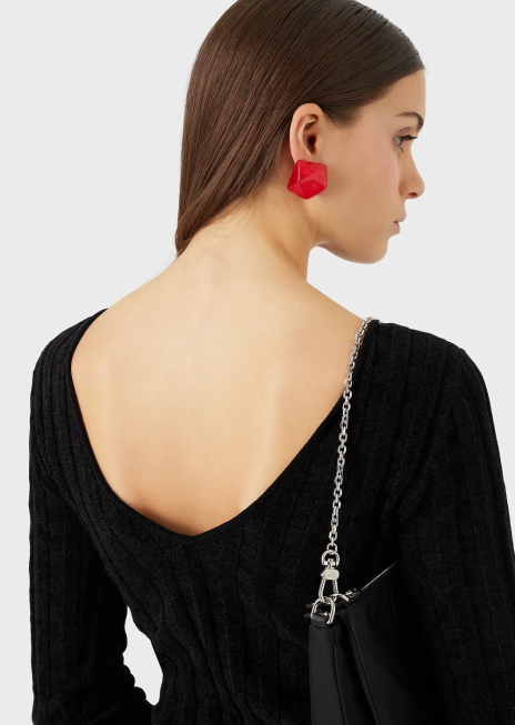 femei R802G118 Rochie teacă din jacquard cu carouri lurex Armani negru