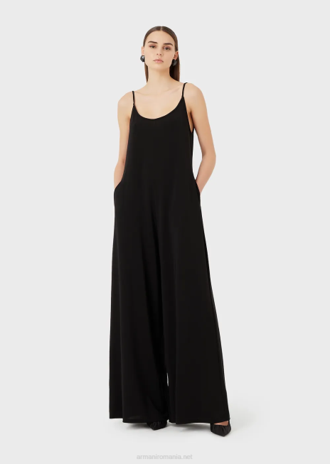 femei R802G119 Salopetă din crep din jerseu elastic, cu decolteu la spate Armani negru