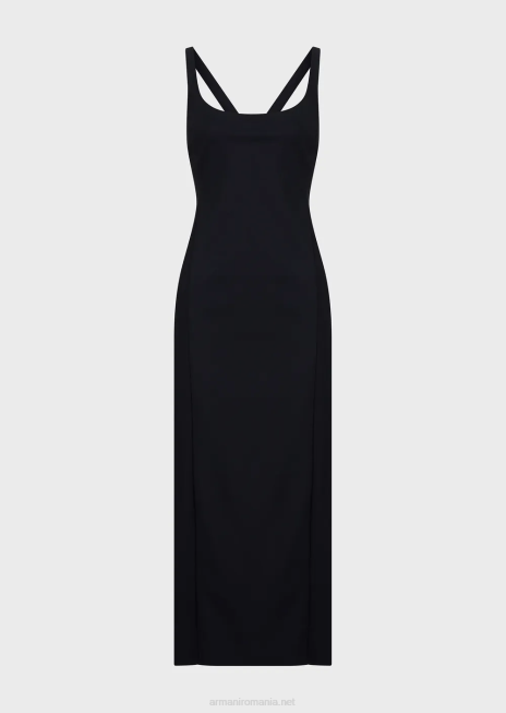 femei R802G122 Rochie teacă sensibilă din jerseu lipit, cu spatele încrucișat Armani negru