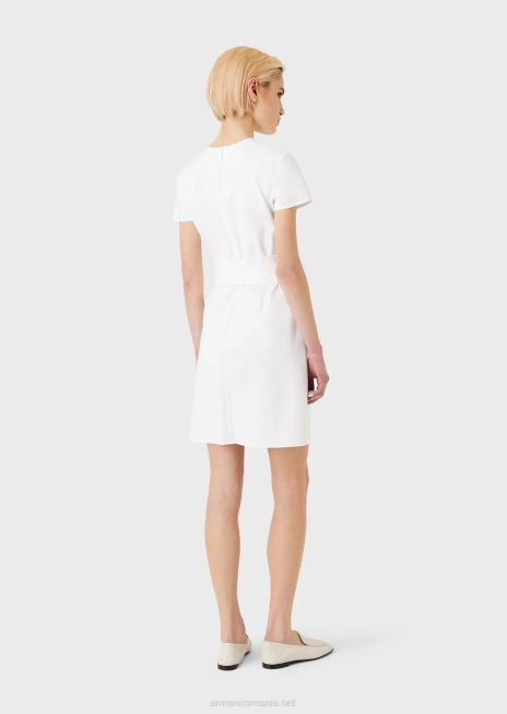 femei R802G66 Rochie cu efect din două piese din bumbac elastic couture Armani alb