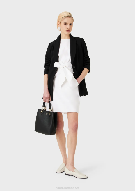 femei R802G66 Rochie cu efect din două piese din bumbac elastic couture Armani alb