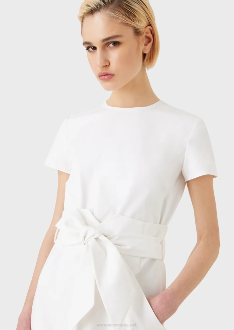 femei R802G66 Rochie cu efect din două piese din bumbac elastic couture Armani alb