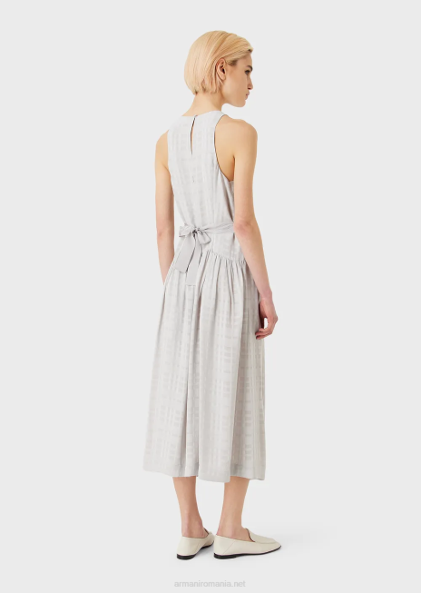 femei R802G70 rochie lungă fără mâneci din viscoză cu curea grosgrain Armani gri