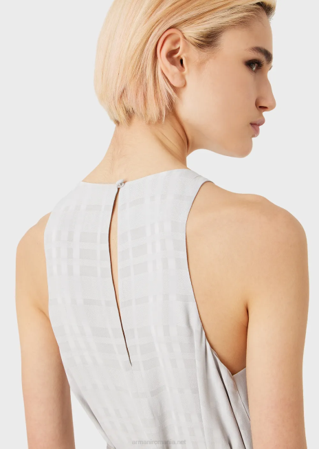 femei R802G70 rochie lungă fără mâneci din viscoză cu curea grosgrain Armani gri