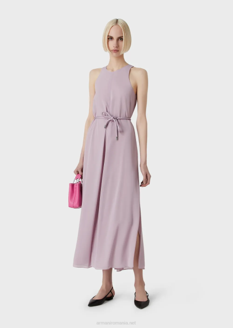 femei R802G72 rochie crepon lungă fără mâneci, cu fante laterale Armani lilla