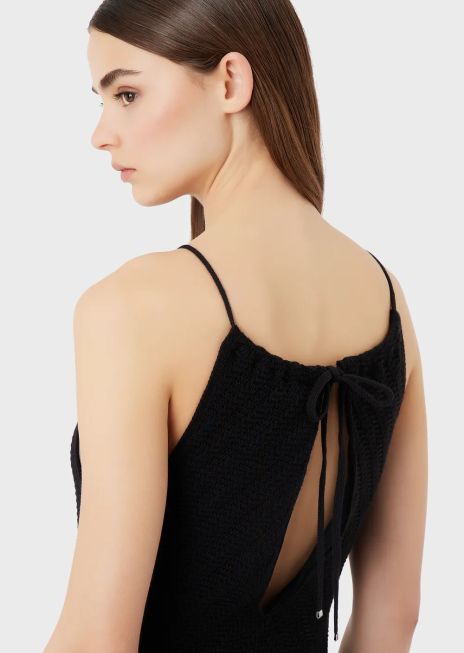 femei R802G74 rochie cu decolteu fals din tricot cu chevron Armani negru