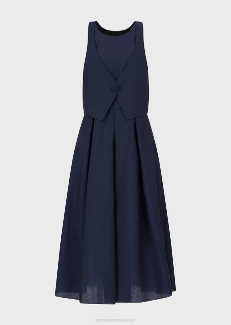 femei R802G75 Rochie cu efect din două piese din muselină tehnică cu pliuri godet Armani