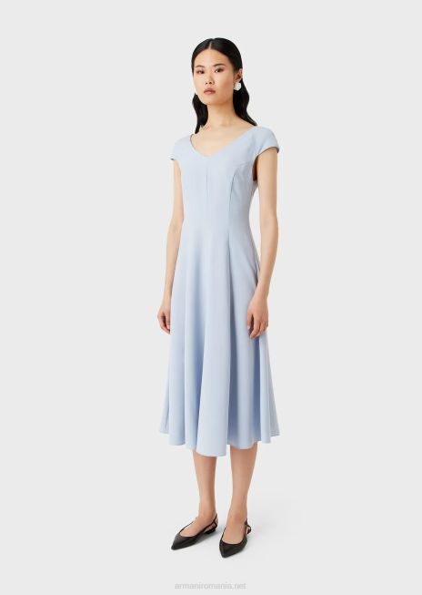femei R802G79 Rochie midi techno-cady evazată cu decolteu în V Armani lilla