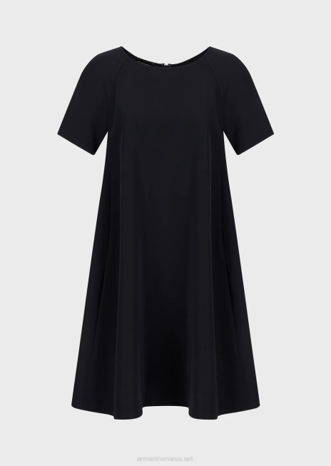 femei R802G81 rochie evazată din cady tehnic cu nasturi Armani albastru marin