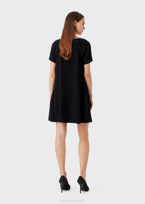 femei R802G81 rochie evazată din cady tehnic cu nasturi Armani albastru marin