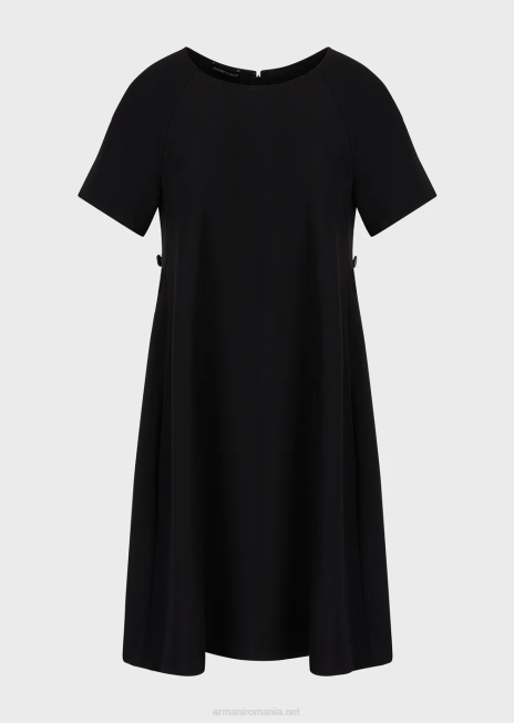 femei R802G82 rochie evazată din cady tehnic cu nasturi Armani negru